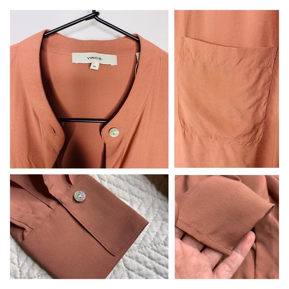 NWT Vince - Relaxed Band Collar Blouse XS - Picture 7 of 10